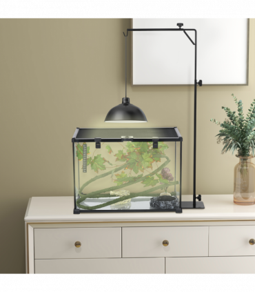 PawHut Reptile Lamp Stand, 86-129Hcm Adjustable Lamp Holder w/ Base, Hook
