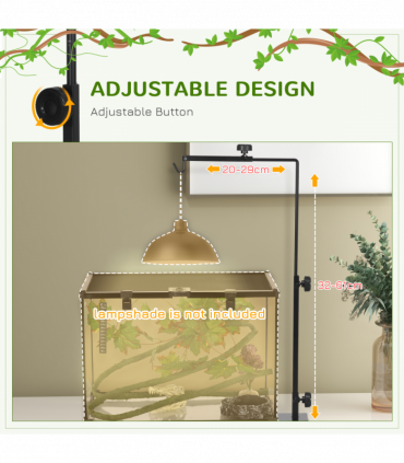 PawHut Reptile Lamp Stand, Adjustable Lamp Holder with Hook Hanging Base