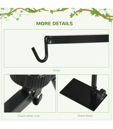 PawHut Reptile Lamp Stand, Adjustable Lamp Holder with Hook Hanging Base