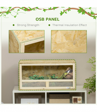 PawHut Reptile Terrarium w/ Transparent Sliding Doors, Breathable Mesh