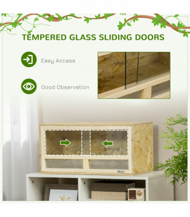 PawHut Reptile Terrarium w/ Transparent Sliding Doors, Breathable Mesh