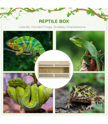 PawHut Reptile Terrarium, Climbing Pet Container w/ Transparent Sliding Doors