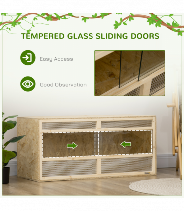 PawHut Reptile Terrarium, Climbing Pet Container w/ Transparent Sliding Doors