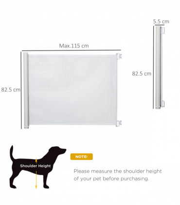 PawHut Retractable Pet Safety Gate, Folding Stair Barrier, Guard Door - White