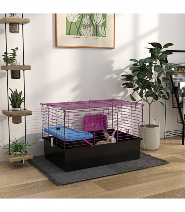 PawHut Small Animal Cage, Rabbit Guinea Pig Hutch, Pet Playhouse