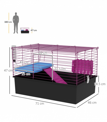 PawHut Small Animal Cage, Rabbit Guinea Pig Hutch, Pet Playhouse