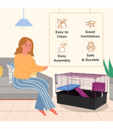 PawHut Small Animal Cage, Rabbit Guinea Pig Hutch, Pet Playhouse