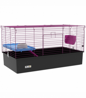 PawHut Small Animal Cage, Rabbit Guinea Pig Hutch, Pet Playhouse, Black