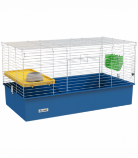 PawHut Small Animal Cage, Rabbit Guinea Pig Hutch, Pet Playhouse, Blue
