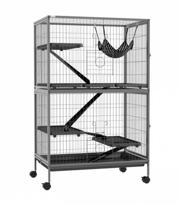 PawHut Small Animal Cages for Chinchilla Ferret Kitten on Wheels W/ Hammock Tray