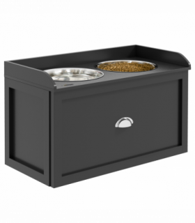 PawHut Stainless Steel Raised Dog Bowl w/ 21L Storage Drawer, for Large Dogs