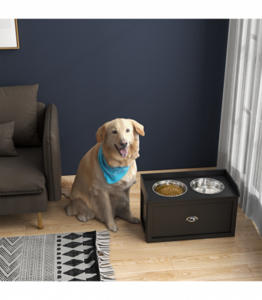PawHut Stainless Steel Raised Dog Bowl w/ 21L Storage Drawer, for Large Dogs