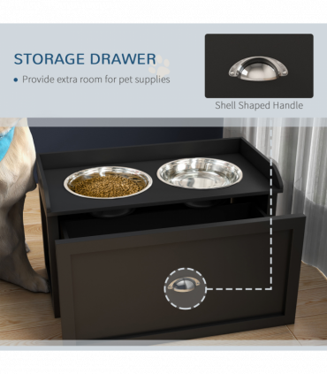PawHut Stainless Steel Raised Dog Bowl w/ 21L Storage Drawer, for Large Dogs