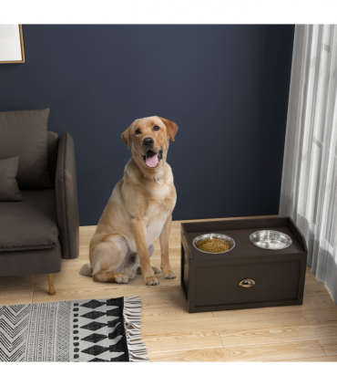 PawHut Stainless Steel Raised Dog Bowl w/ 21L Storage Drawer, for Large Dogs