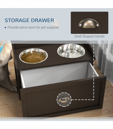 PawHut Stainless Steel Raised Dog Bowl w/ 21L Storage Drawer, for Large Dogs