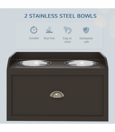 PawHut Stainless Steel Raised Dog Bowl w/ 21L Storage Drawer, for Large Dogs