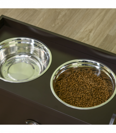 PawHut Stainless Steel Raised Dog Bowl w/ 21L Storage Drawer, for Large Dogs