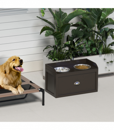 PawHut Stainless Steel Raised Dog Bowl w/ 21L Storage Drawer, for Large Dogs