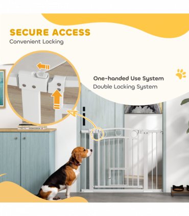 PawHut Stair Gate with Cat Door, Adjustable Width 76-104cm & 77cm Tall