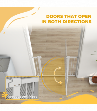 PawHut Stair Gate with Cat Door, Adjustable Width 76-104cm & 77cm Tall