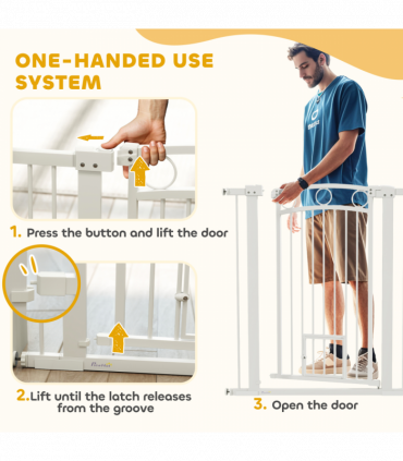 PawHut Stair Gate with Cat Door, Adjustable Width, 76-104cm and 106cm Tall