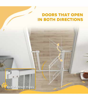 PawHut Stair Gate with Cat Door, Adjustable Width, 76-104cm and 106cm Tall