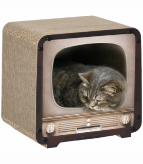 PawHut TV Shape Cat Scratching Board with Catnip, for Indoor Cats, Brown