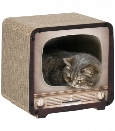 PawHut TV Shape Cat Scratching Board with Catnip, for Indoor Cats, Brown