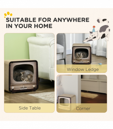 PawHut TV Shape Cat Scratching Board with Catnip, for Indoor Cats, Brown