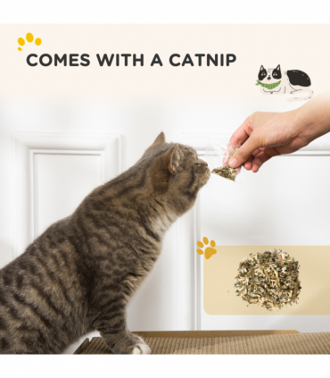 PawHut TV Shape Cat Scratching Board with Catnip, for Indoor Cats, Brown