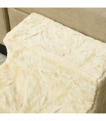 PawHut Three-Step Portable Dog Stairs with Washable Plush Cover