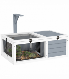 PawHut Tortoise Enclosure w/ Run, Lamp Holder, Pull Out Trays, Hideaway