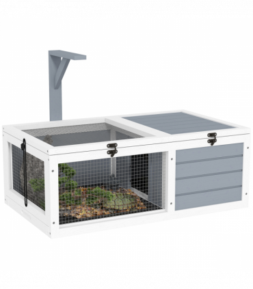 PawHut Tortoise Enclosure w/ Run, Lamp Holder, Pull Out Trays, Hideaway