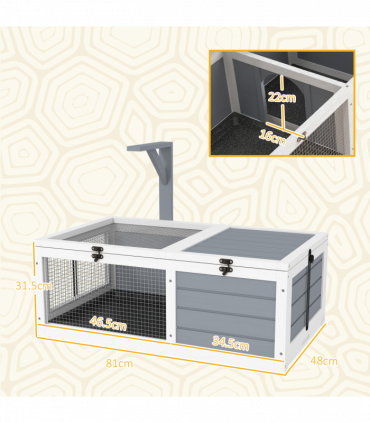 PawHut Tortoise Enclosure w/ Run, Lamp Holder, Pull Out Trays, Hideaway