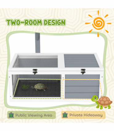 PawHut Tortoise Enclosure w/ Run, Lamp Holder, Pull Out Trays, Hideaway