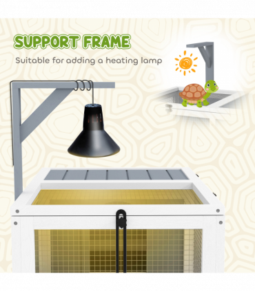 PawHut Tortoise Enclosure w/ Run, Lamp Holder, Pull Out Trays, Hideaway