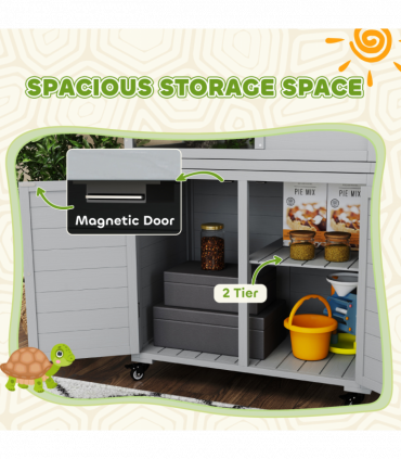 PawHut Tortoise House with Storage Cabinet, Lamp Holder, Openable Top