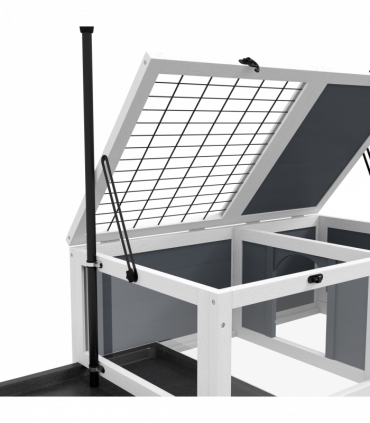 PawHut Tortoise House, Wooden Tortoise Table w/ Adjustable Lamp Holder - Grey