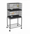 PawHut Two-Tier Bird Cage on Wheels with Stand, for Canaries