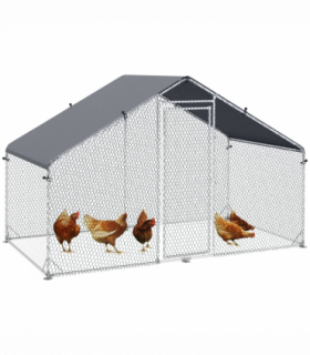 PawHut Walk In Chicken Run Large Galvanised Chicken Coop with Cover