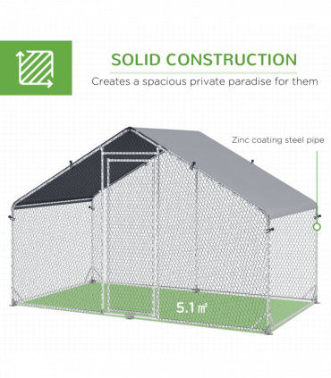 PawHut Walk In Chicken Run Large Galvanised Chicken Coop with Cover