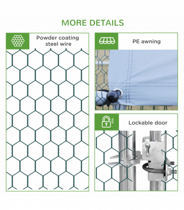 PawHut Walk In Chicken Run Large Galvanised Chicken Coop with Cover