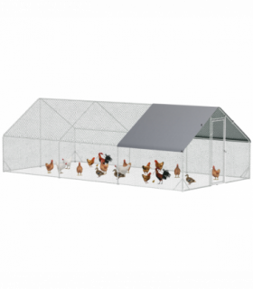 PawHut Walk In Chicken Run Large Galvanised Chicken Coop with Cover 6 x 3 x 2m