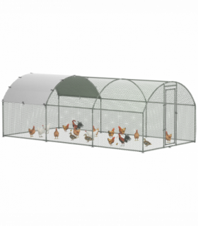 PawHut Walk-In Chicken Run Galvanised Chicken Coop with Cover 2.8 x 1.9 x 2m