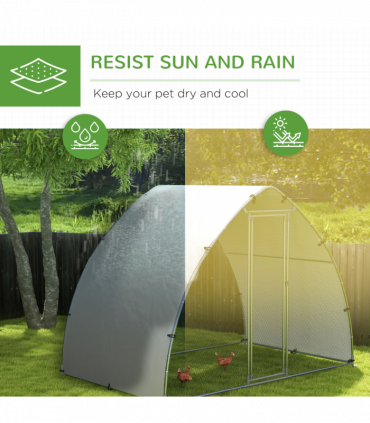 PawHut Walk-In Chicken Run with Cover, for 4-6 Chickens, 3 x 1.9 x 2.2m