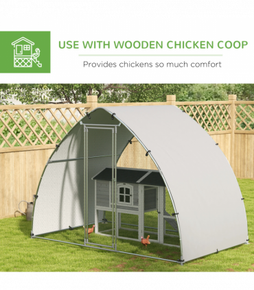 PawHut Walk-In Chicken Run with Cover, for 4-6 Chickens, 3 x 1.9 x 2.2m
