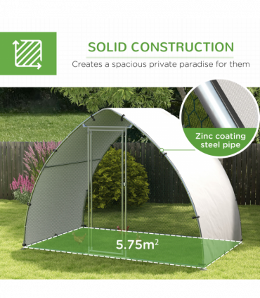 PawHut Walk-In Chicken Run with Cover, for 4-6 Chickens, 3 x 1.9 x 2.2m