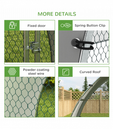 PawHut Walk-In Chicken Run with Cover, for 4-6 Chickens, 3 x 1.9 x 2.2m