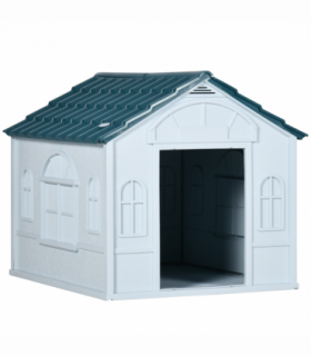PawHut Weather-Resistant Dog House, Puppy Shelter for Medium Dogs - Blue