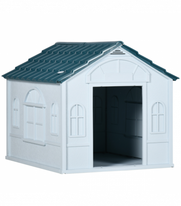 PawHut Weather-Resistant Dog House, Puppy Shelter for Medium Dogs - Blue